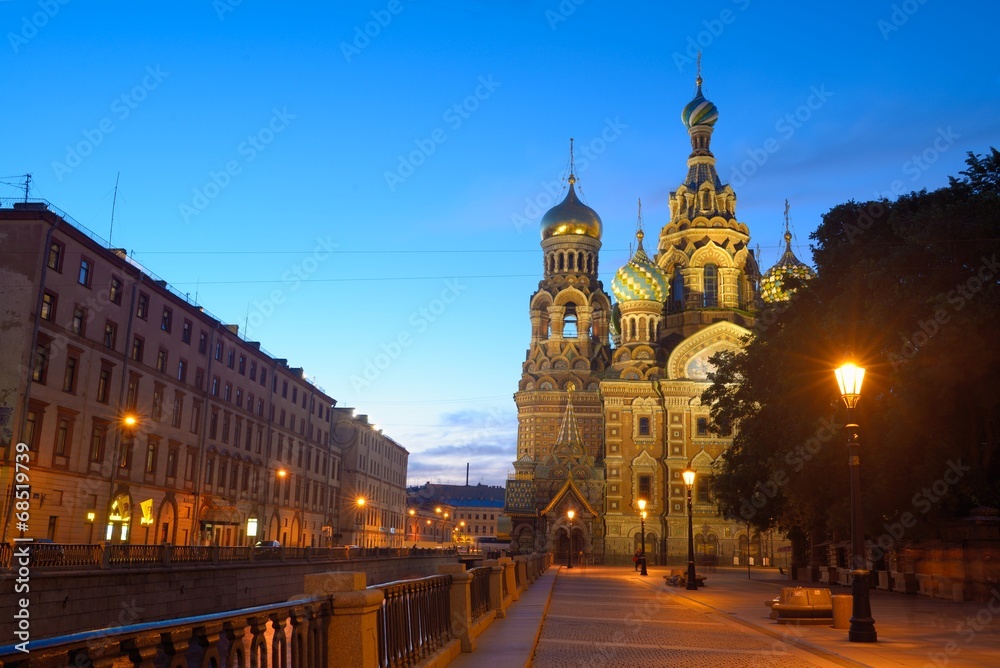 Night view on Russia Church Spas na Krovi, St. Petersburg