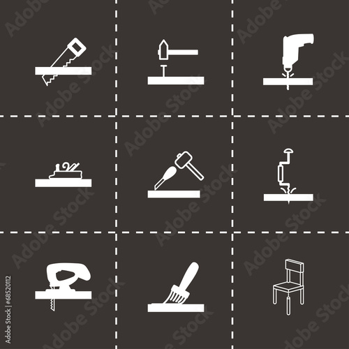 Vector black carpentry icons set