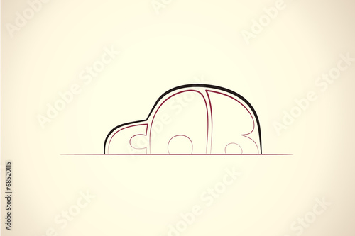 Stylized car icon of small mini car. City cars, economy class