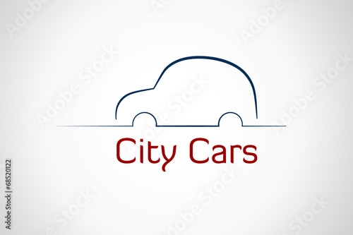 Stylized car icon of small mini car. City cars, economy class