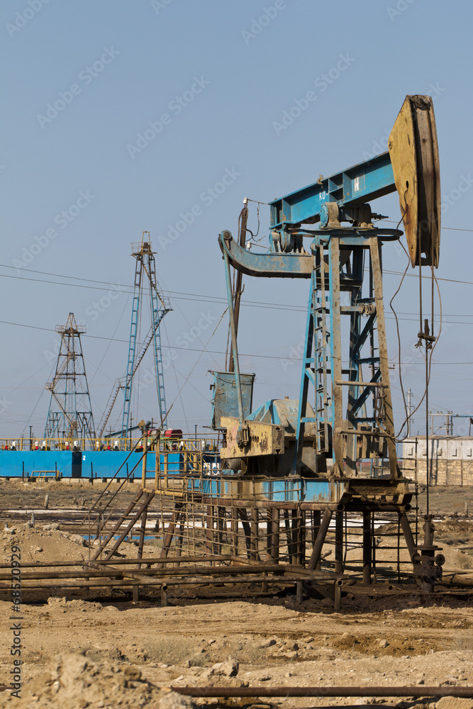 Oil derrick ,petroleum field, Azerbaijan, Baku, Absheron peninsu