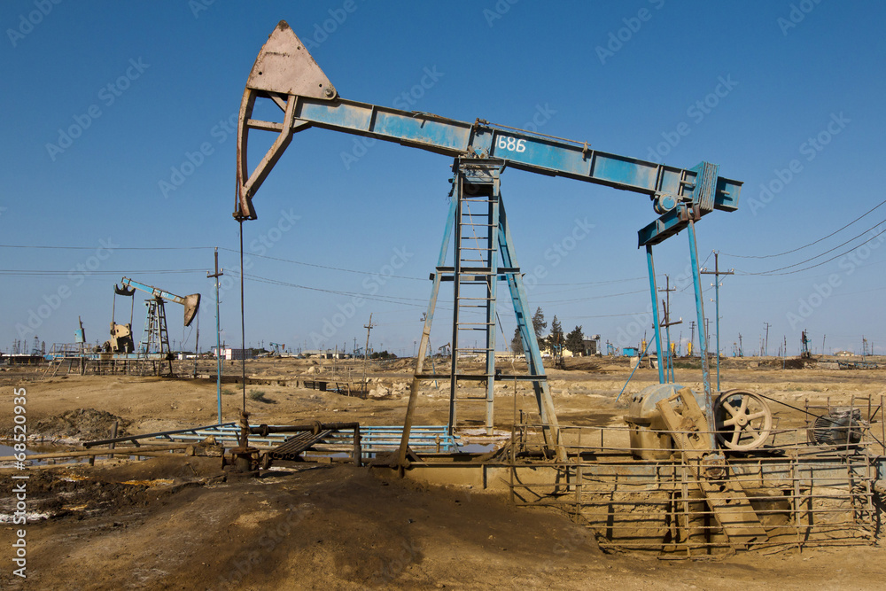 Oil derrick ,petroleum field, Azerbaijan, Baku, Absheron Oil derrick ,petroleum field, Azerbaijan, Baku, Absheron