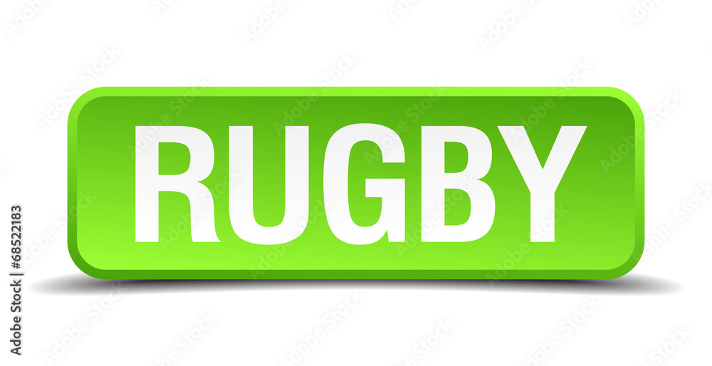 rugby green 3d realistic square isolated button rugby green 3d realistic square isolated button
