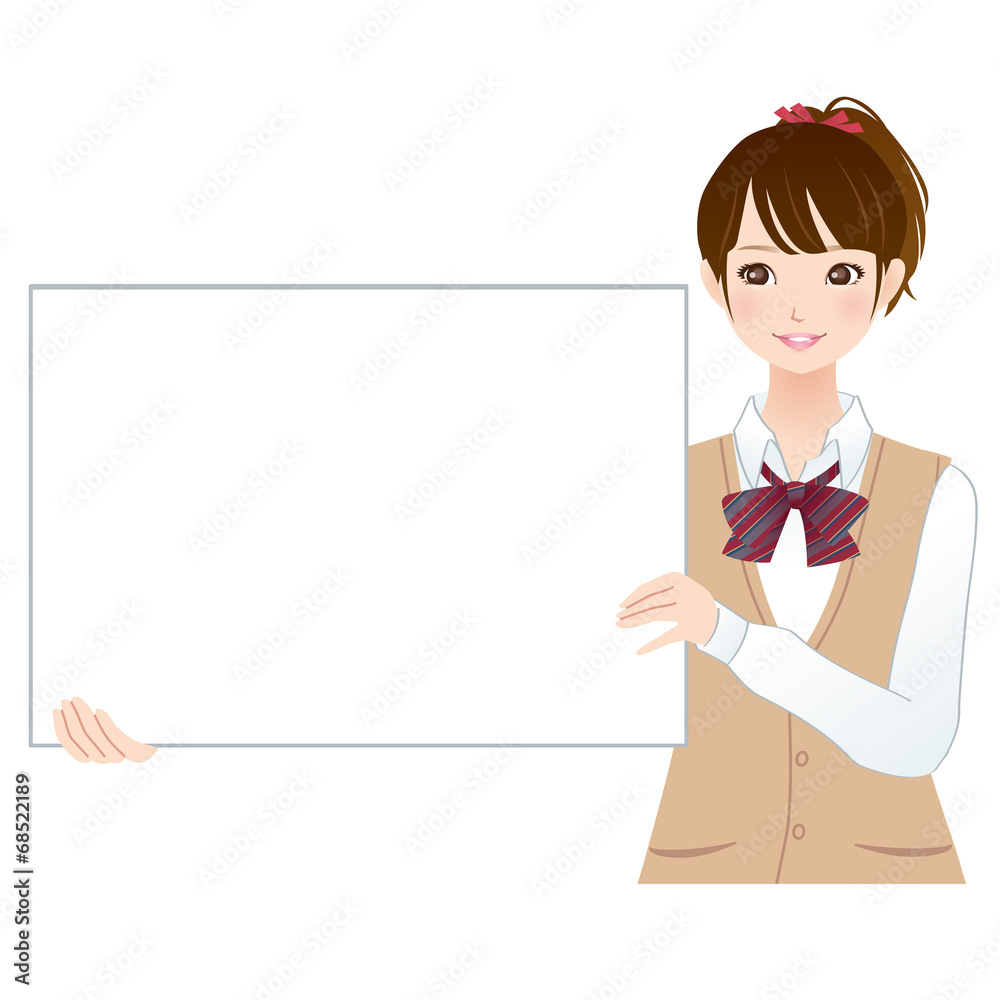 ホワイトボードを持つ高校生 ホワイトボードを持つ高校生
