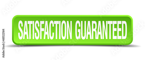 satisfaction guaranteed green square isolated button