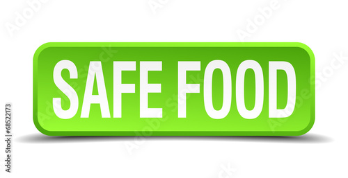 safe food green 3d realistic square isolated button