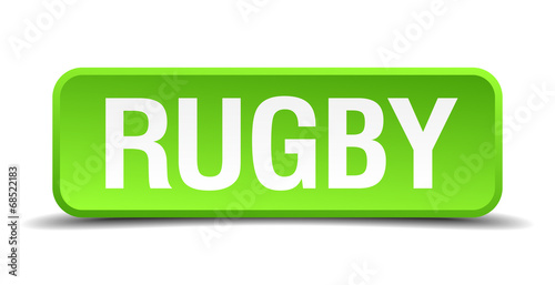 rugby green 3d realistic square isolated button