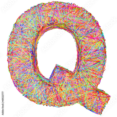 Alphabet symbol letter Q composed of colorful striplines photo