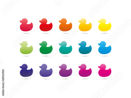 Colorful rainbow spectrum duck icons animal symbol vector