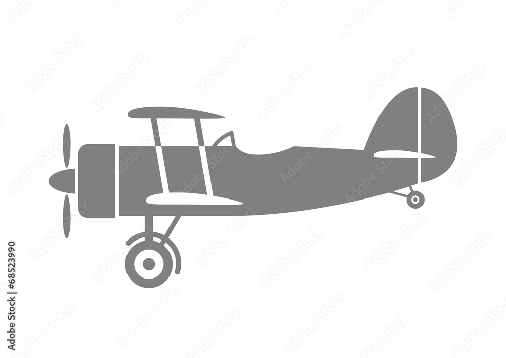 Grey aircraft icon on white background Grey aircraft icon on white background