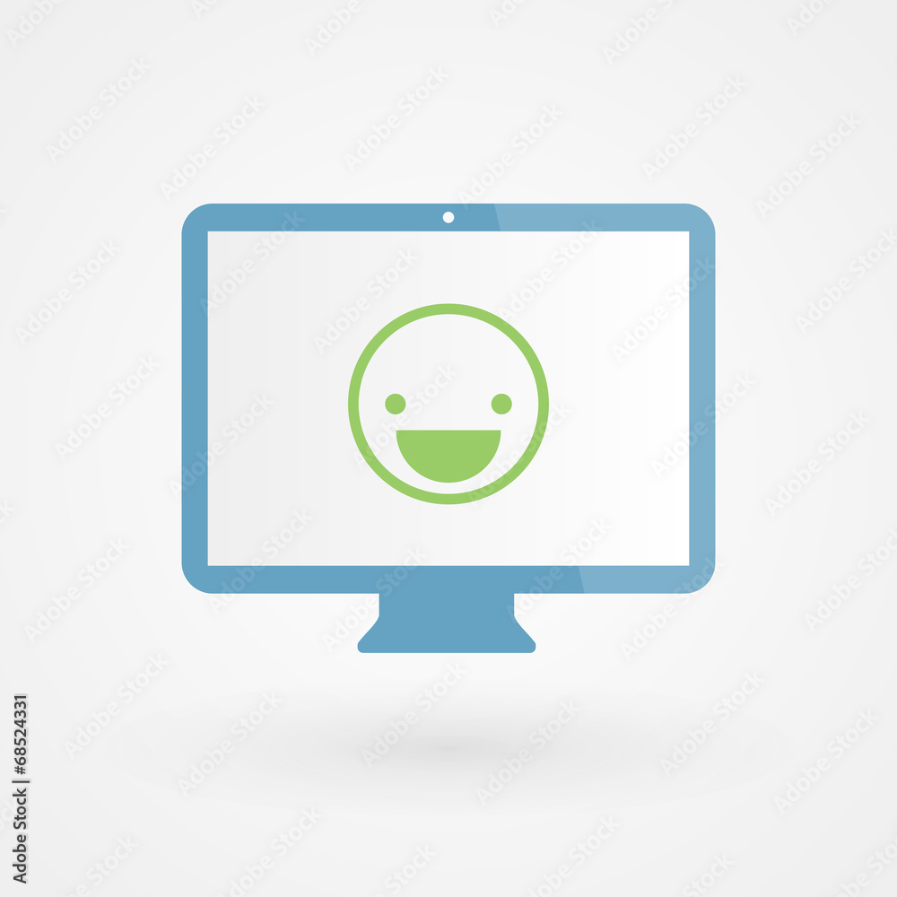 Desktop and happy smiley