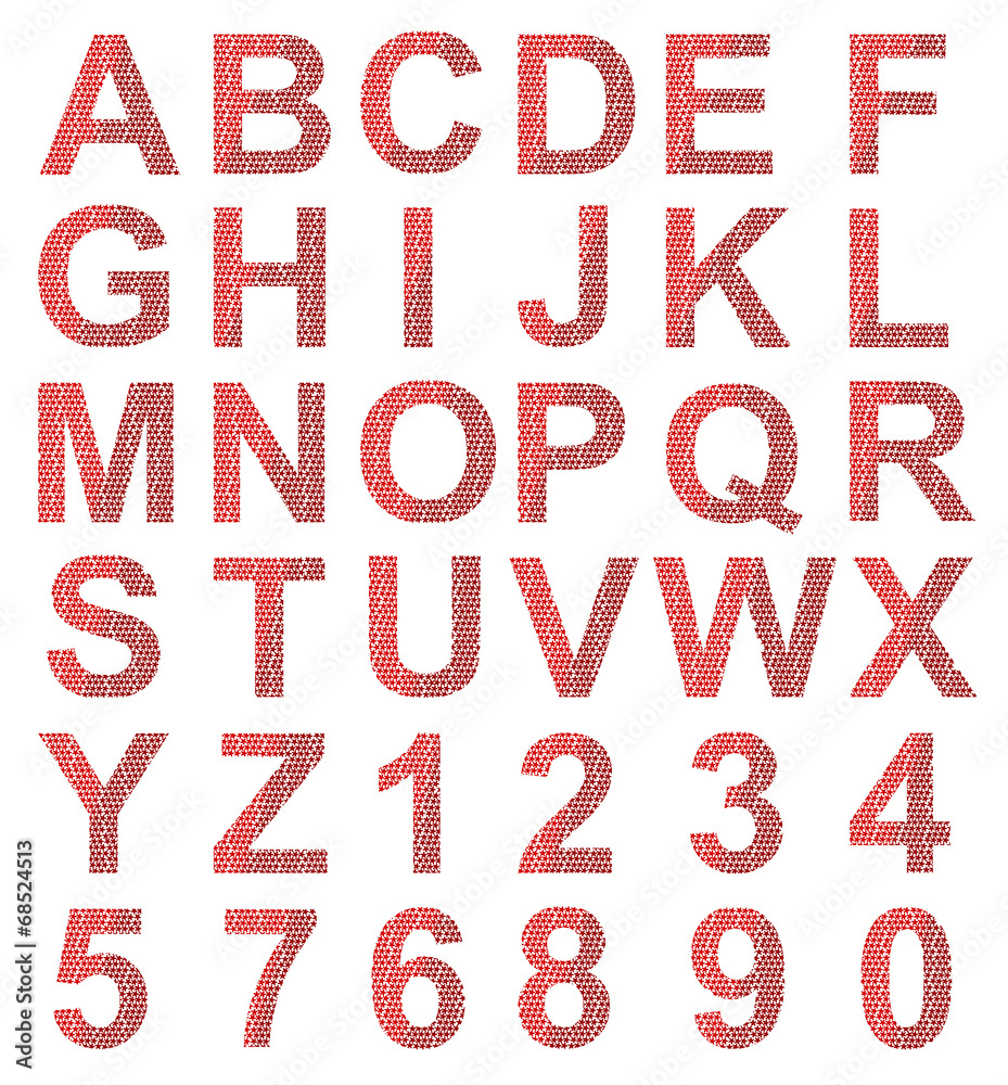 Vector format of alphabet created from small red stars Vector format of alphabet created from small red stars