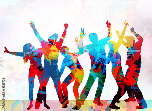 Dancing people silhouettes