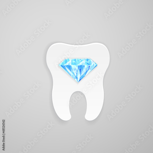 Tooth with blue diamond