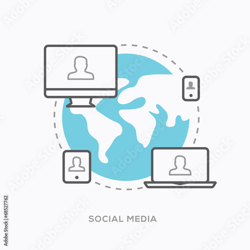 Social media illustration vector in modern minimal outline style