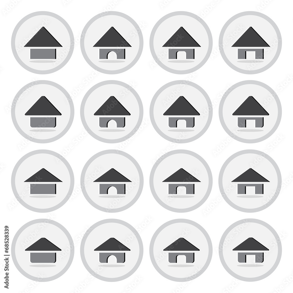 Vector of flat icon, home set on isolated background Vector of flat icon, home set on isolated background