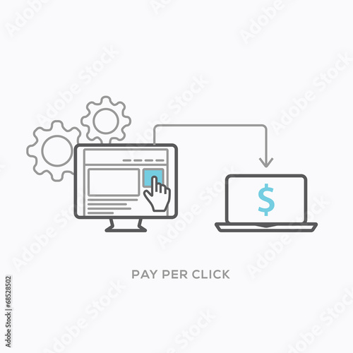 Pay per click illustration in modern minimal flat line style