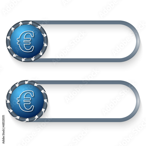 set of two buttons with arrows and euro symbol