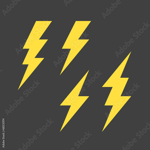 Flat lightning symbols set