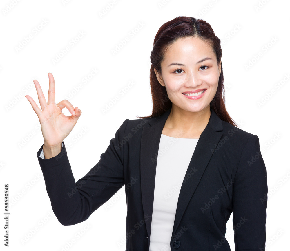 Senior businesswoman with ok sign Senior businesswoman with ok sign