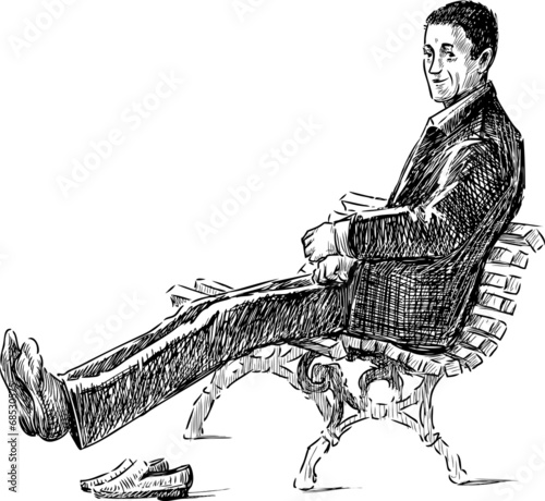 man resting on a bench