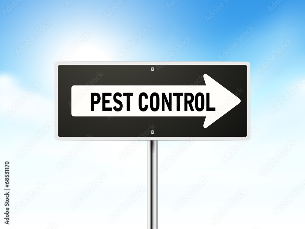 pest control on black road sign pest control on black road sign