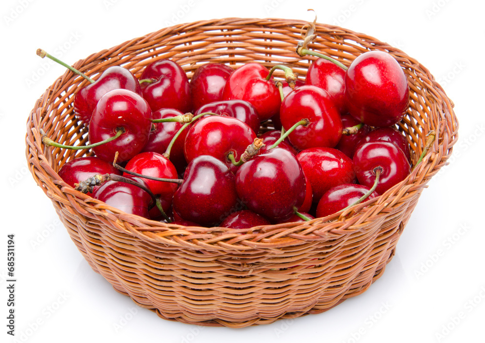 Fresh cherries in a basket Fresh cherries in a basket