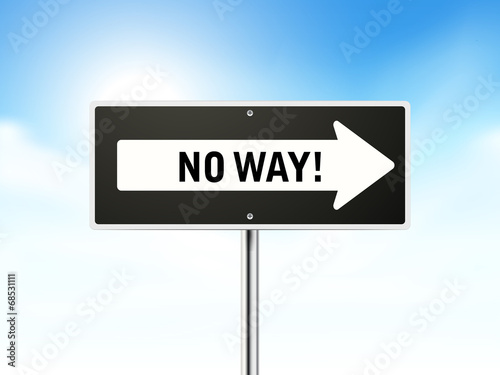 no way on black road sign