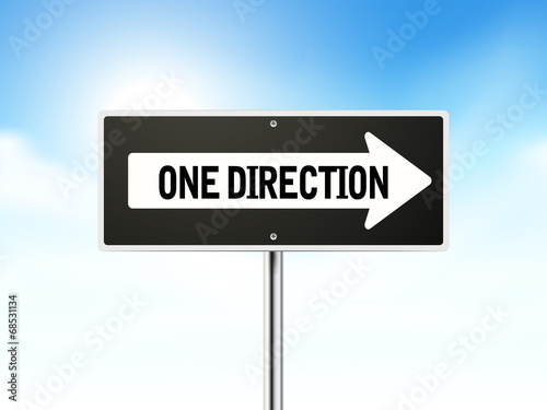 one direction on black road sign