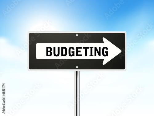 budgeting on black road sign
