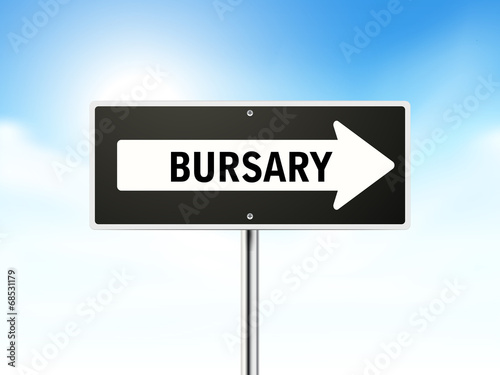 bursary on black road sign
