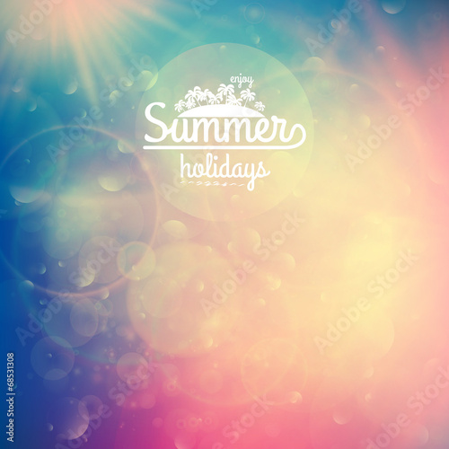 Summer holidays sunset with defocused lights.