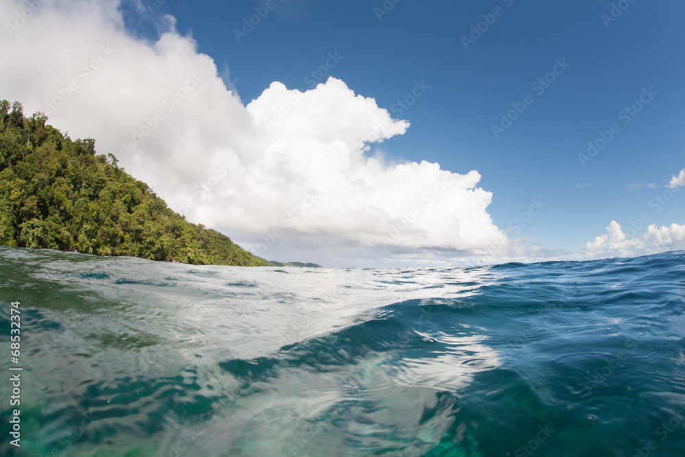 Ocean, Clouds, and Island Ocean, Clouds, and Island