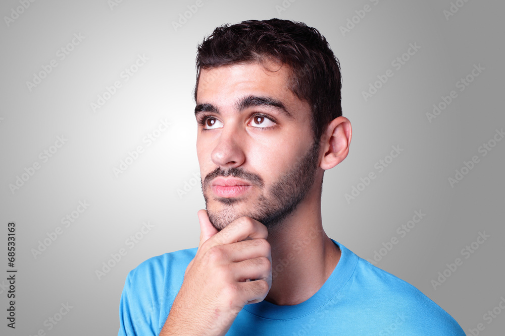 young handsome man think young handsome man think