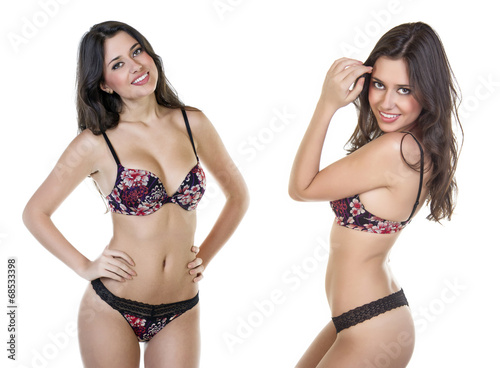 Sexy brunette woman posing in lingerie