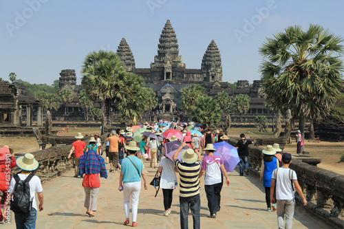 Tourism run on Temple Angkor Wat in Cambodia