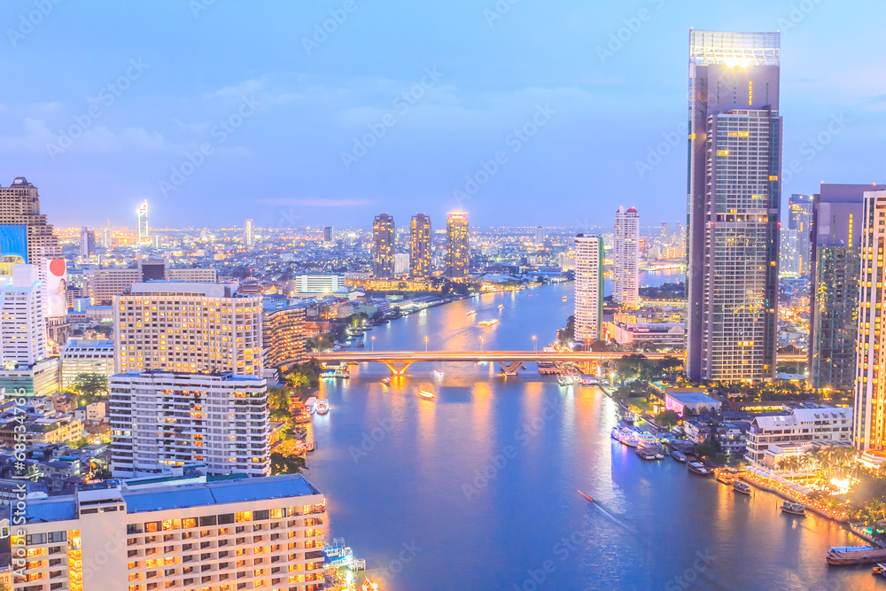Fototapeta premium Bangkok city in nightscape Thailand.