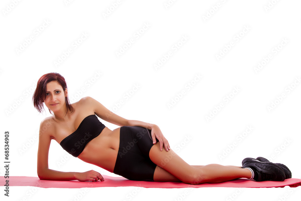 Beautiful healthy young girl with gym clothes Beautiful healthy young girl with gym clothes