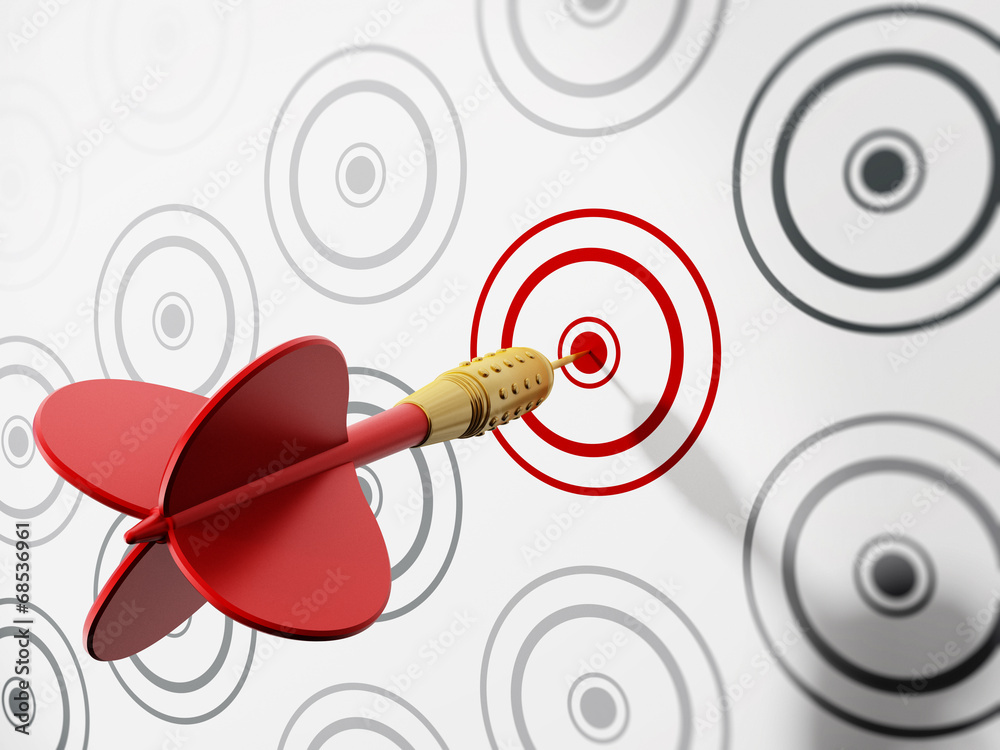 Red dart hitting target Red dart hitting target
