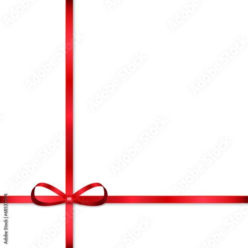 Red bow for decorating gifts isolated on white background