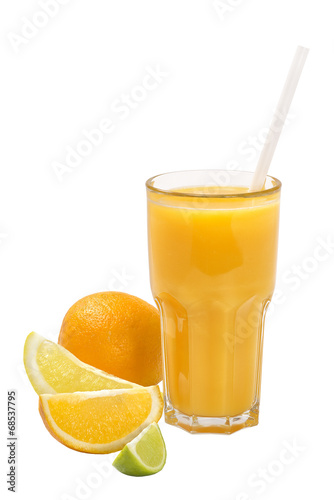 citrus juice in a tall glass