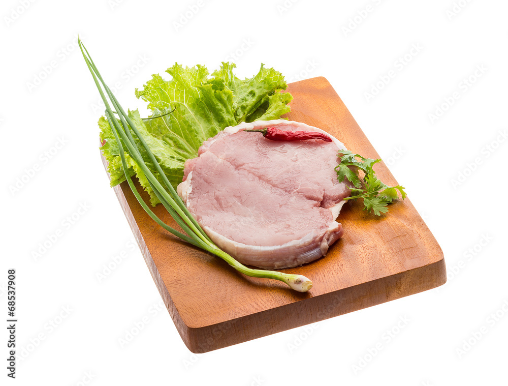 Raw pork steak