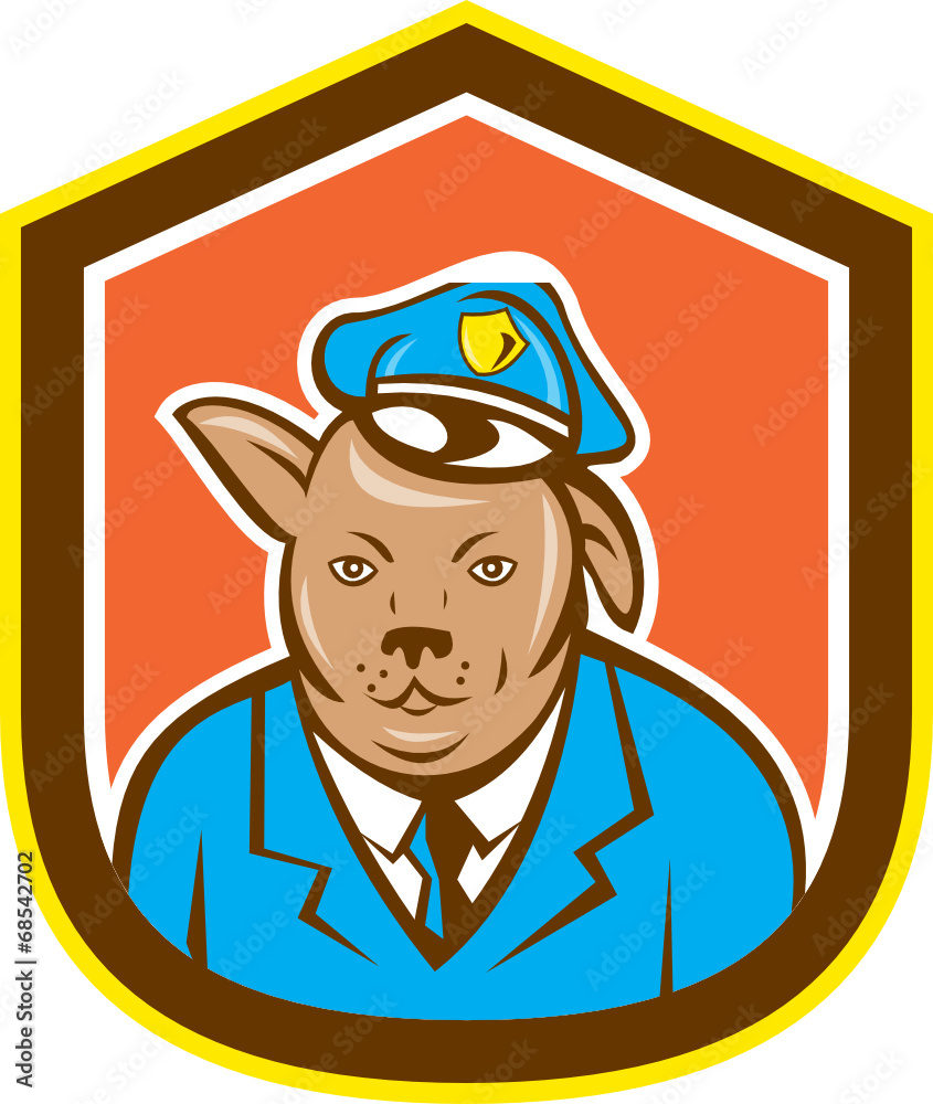 Police Dog Canine Shield Cartoon