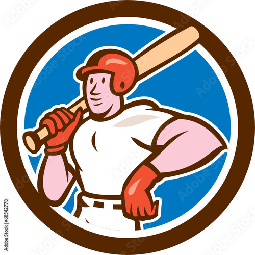Baseball Player Holding Bat Cartoon