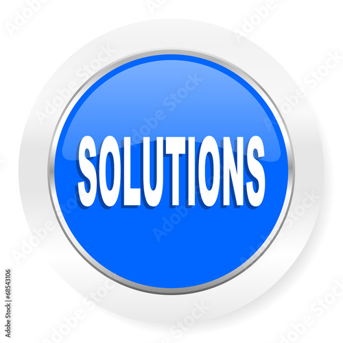 solutions blue glossy web icon