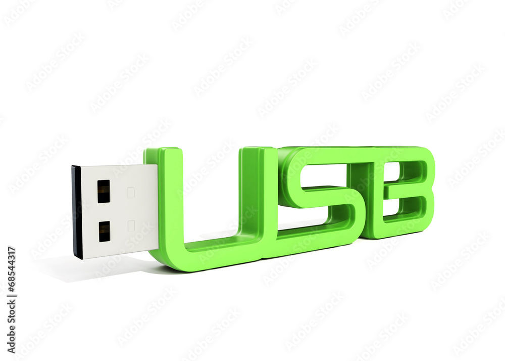 green usb flash memory made of word - usb green usb flash memory made of word - usb