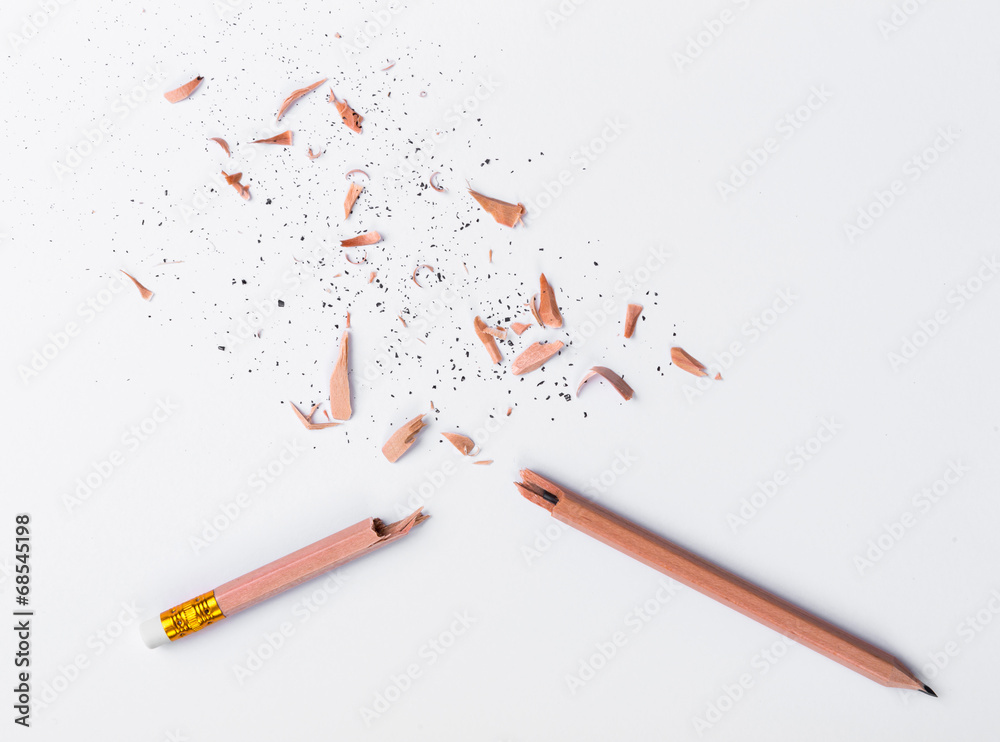 Fototapeta premium Broken Pencil on white paper