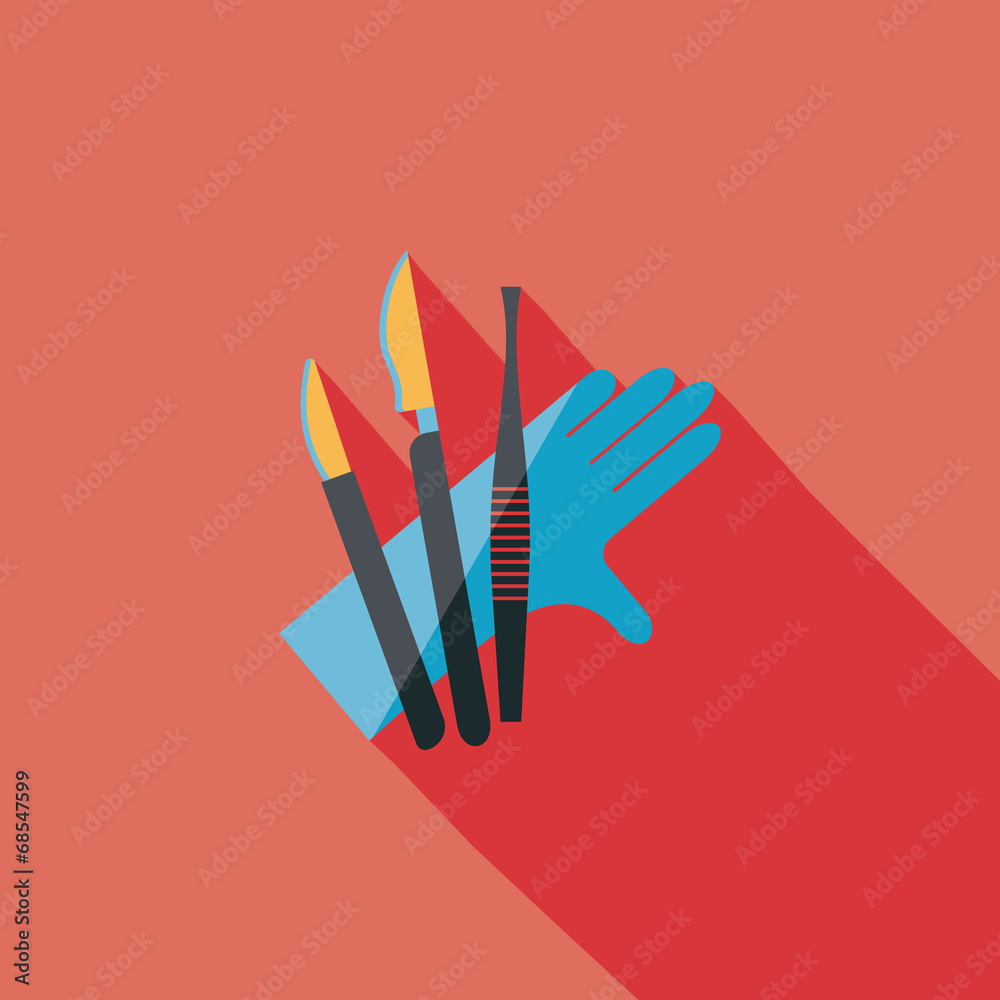 Surgical Instrument flat icon with long shadow Surgical Instrument flat icon with long shadow