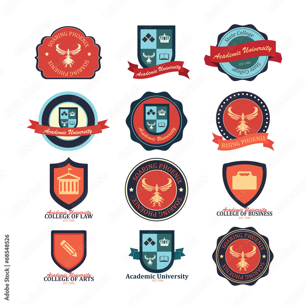Vecteur Stock Set of university and college school and logo emblems | Adobe  Stock