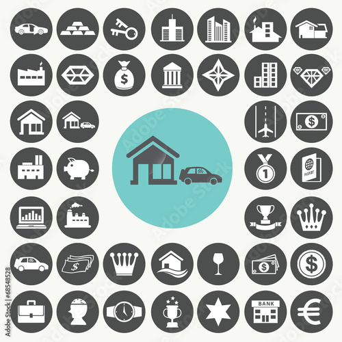 Asset and property icons set. Illustration eps10